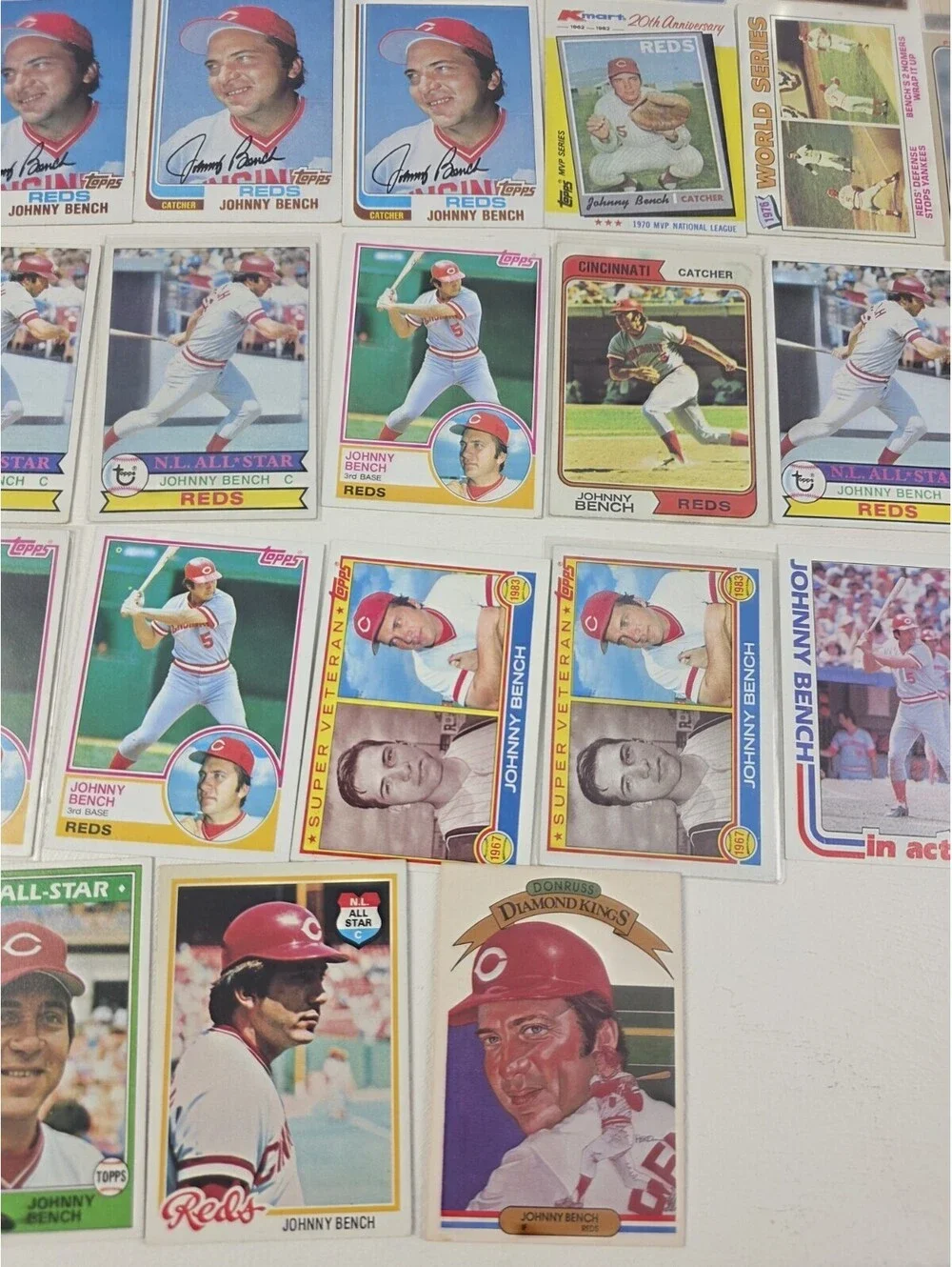 Johnny Bench Collection 85 Baseball Card LOT Vintage Topps Donruss Diamond Kings